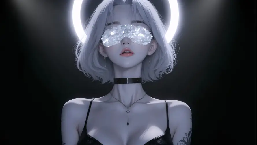 4k水晶壁纸-光影艺术 - 光环元素-少女插画「哲风壁纸」