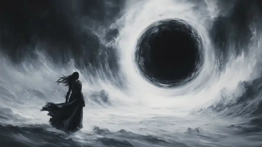 4k水墨风壁纸-暗黑艺术 - 水墨插画-漩涡场景「哲风壁纸」