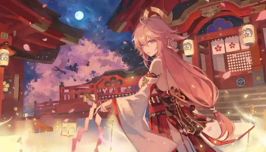 2k原神壁纸-夜景 - 神社-稻妻「哲风壁纸」