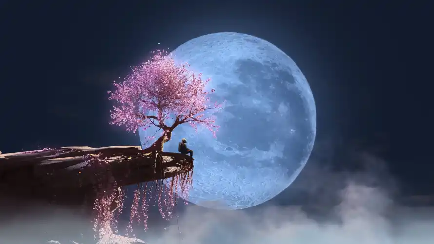 4k太空壁纸-宇宙 - 悬崖-月亮「哲风壁纸」