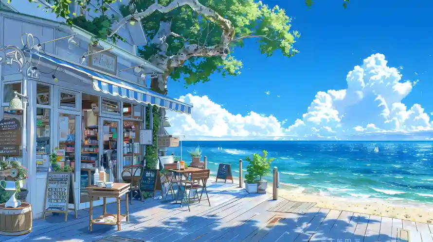 3k夏日壁纸-海边 - 夏日插画-夏日海边「哲风壁纸」