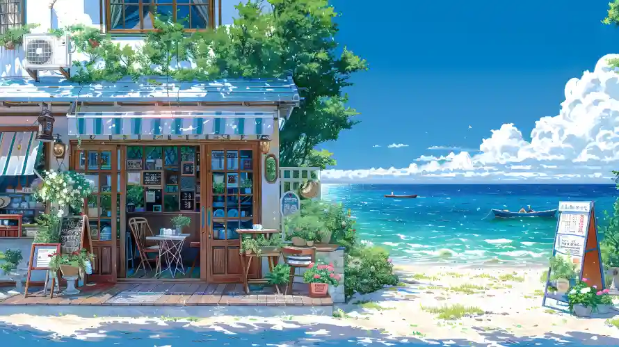 3k夏日壁纸-插画 - 海景-海滨「哲风壁纸」