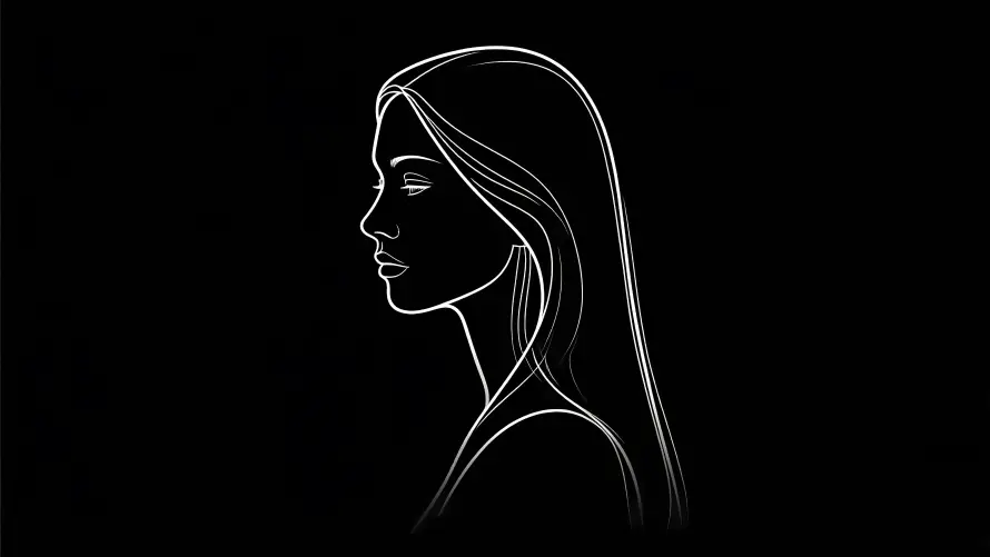 3k侧脸轮廓壁纸-女性侧脸 - 线条艺术-艺术元素「哲风壁纸」