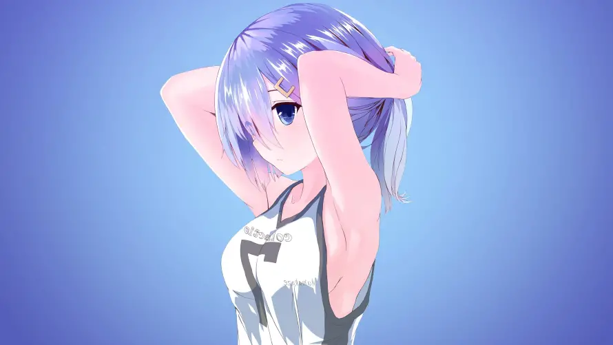 4k蕾姆壁纸-动漫插画 - 渐变背景-蓝发少女「哲风壁纸」
