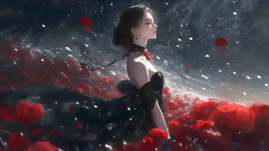 4k暗黑风壁纸-少女插画 - 暗黑美学-氛围背景「哲风壁纸」