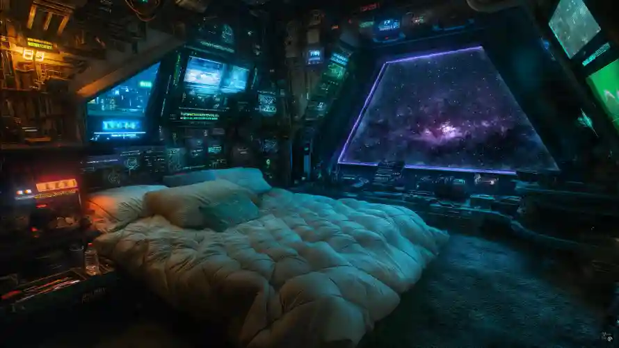 4k未来感壁纸-科技感 - 太空卧室-宇宙房间「哲风壁纸」