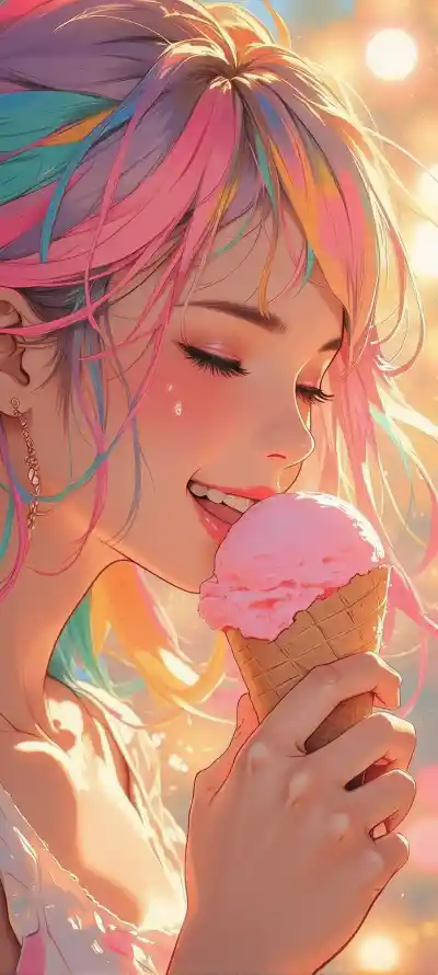 4k夏天壁纸 - 多巴胺 - 彩虹发 - 夏日插画「哲风壁纸」
