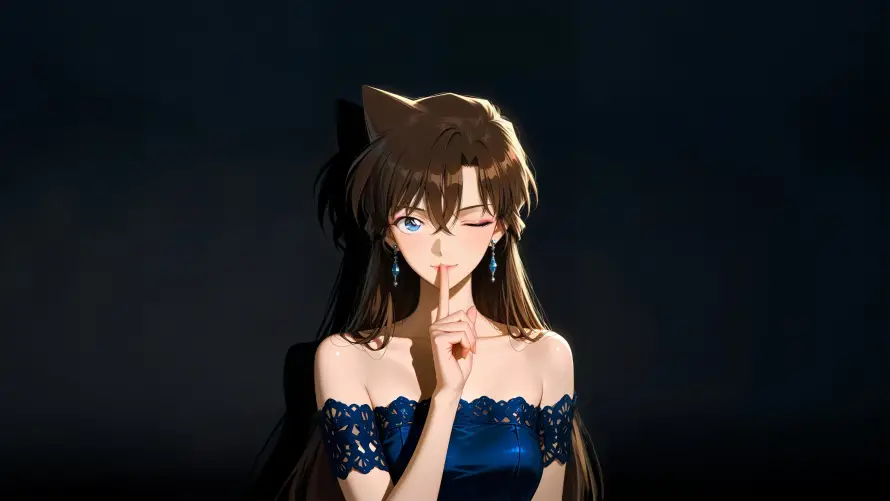 4k毛利兰壁纸-动漫美女 - 蓝裙少女-长发角色「哲风壁纸」