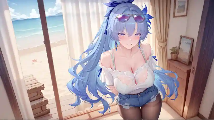 3k美女壁纸-蓝发 - 动漫少女-少女形象「哲风壁纸」