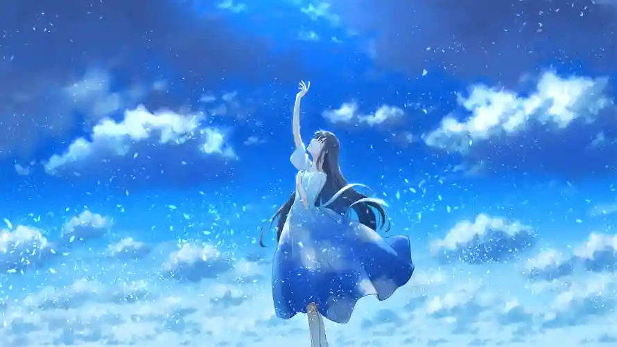 2k天空壁纸-少女 - 云海场景-云端晴空「哲风壁纸」