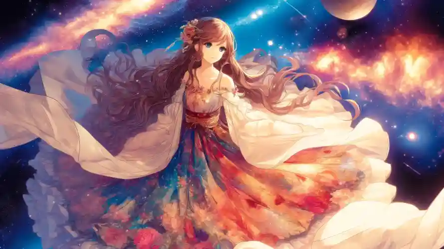 5k宇宙壁纸-少女 - 插画-星云「哲风壁纸」