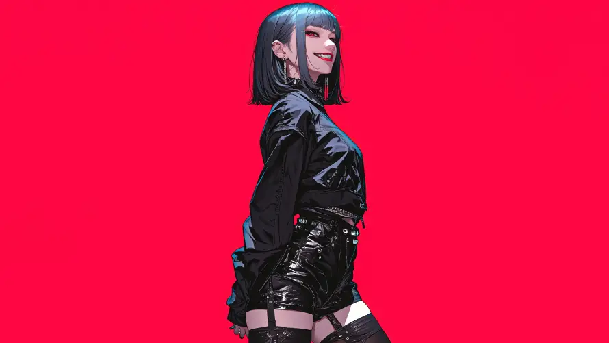 4k动漫壁纸-少女 - 动漫少女-红色背景「哲风壁纸」