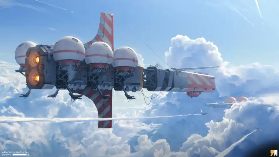4k动漫壁纸-机甲 - 云层背景-天空场景「哲风壁纸」