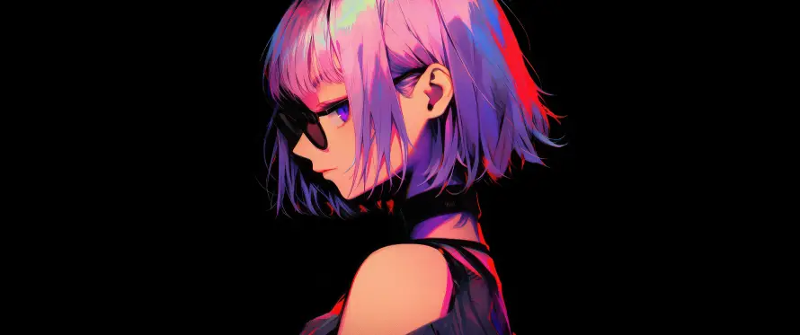 3k动漫壁纸-少女 - 霓虹发色-二次元角色「哲风壁纸」