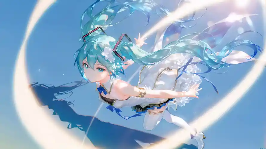 8k光效背景壁纸-初音未来 - 动漫角色-少女插画「哲风壁纸」