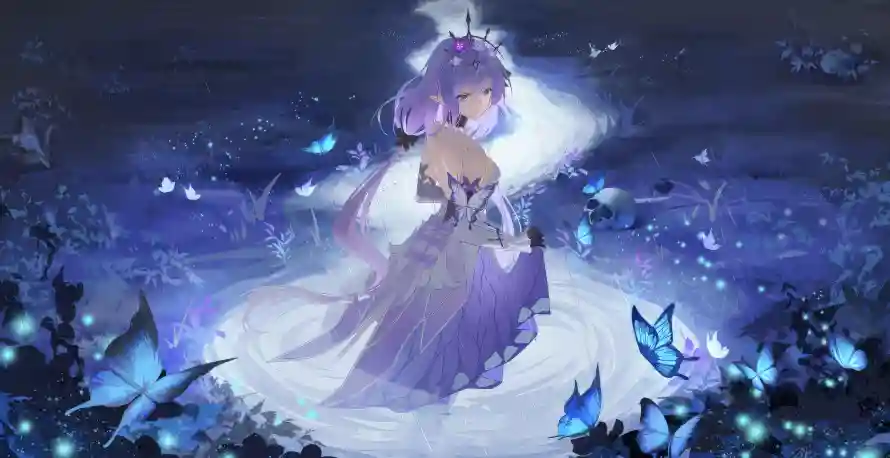 5k少女壁纸-蝶 - 星光森林-梦幻夜景「哲风壁纸」