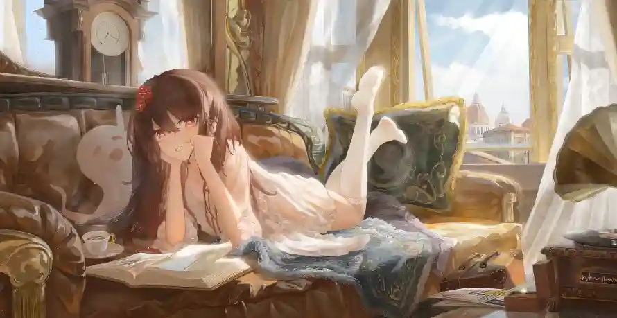5k少女壁纸-胡桃 - 惬意场景-慵懒午后「哲风壁纸」