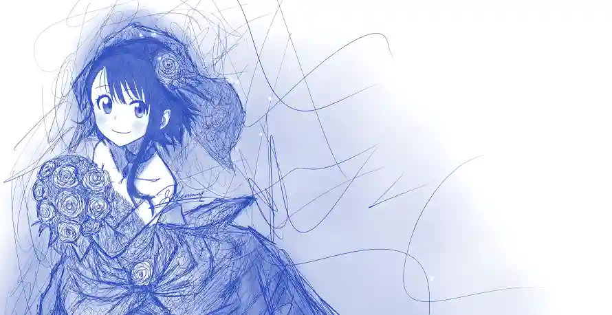 4k线稿壁纸-花嫁 - 手绘线稿-新娘线稿「哲风壁纸」
