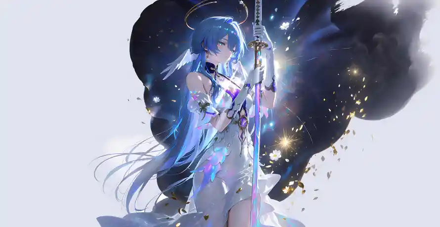 4k少女壁纸-持剑 - 奇幻插画-少女剑士「哲风壁纸」