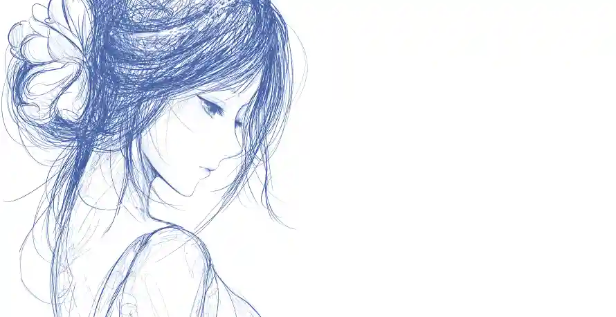 6k少女壁纸-线稿 - 侧颜少女-少女插画「哲风壁纸」