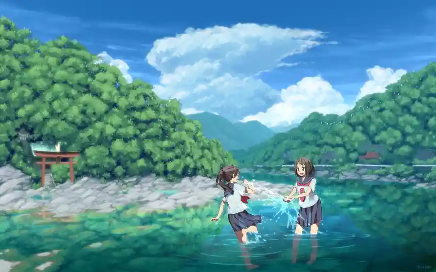 2k少女壁纸-风景 - 动漫风景-夏日风光「哲风壁纸」