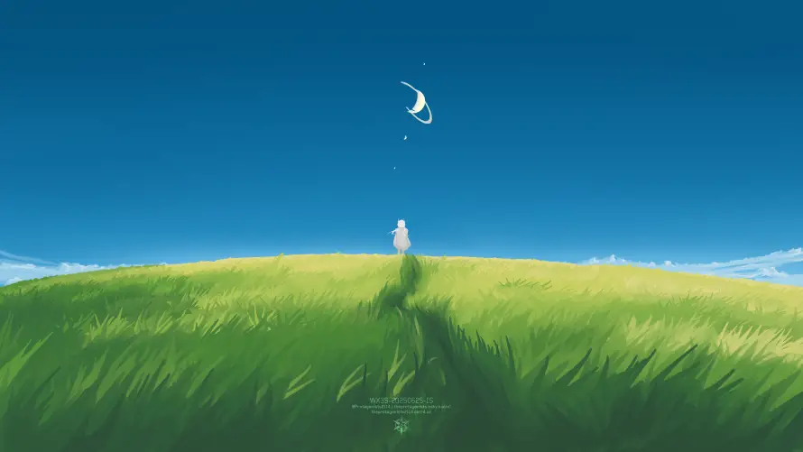 3k夜色壁纸-少女 - 插画-月亮「哲风壁纸」