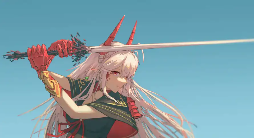 10k动漫壁纸-少女 - 战斗少女-持剑动漫「哲风壁纸」