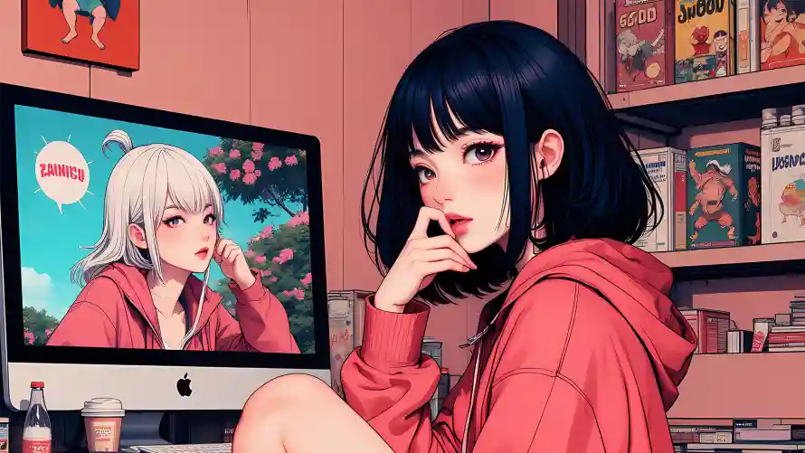 2k女孩壁纸-插画 - 生活-女孩插画「哲风壁纸」