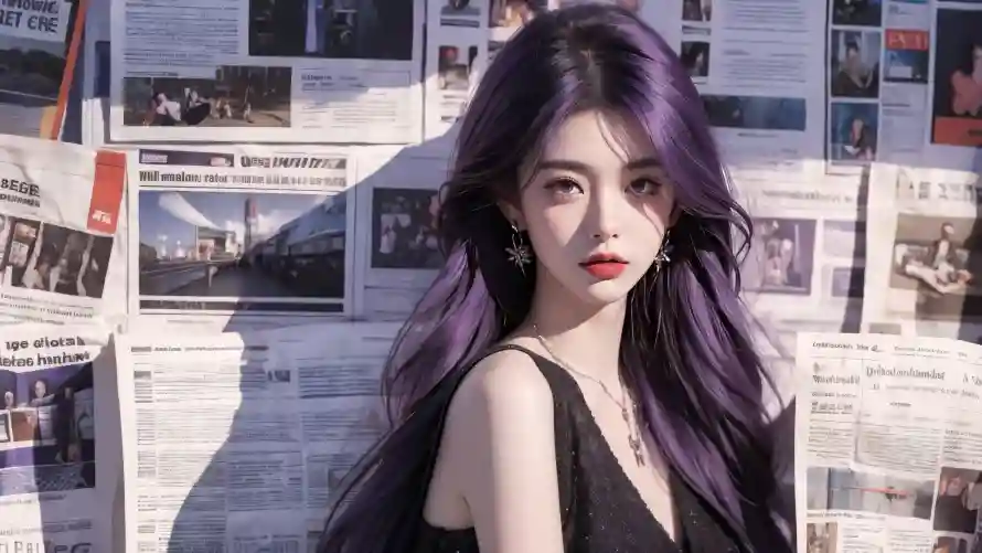 5kAI壁纸-动漫美女 - 报纸背景-精致妆容「哲风壁纸」