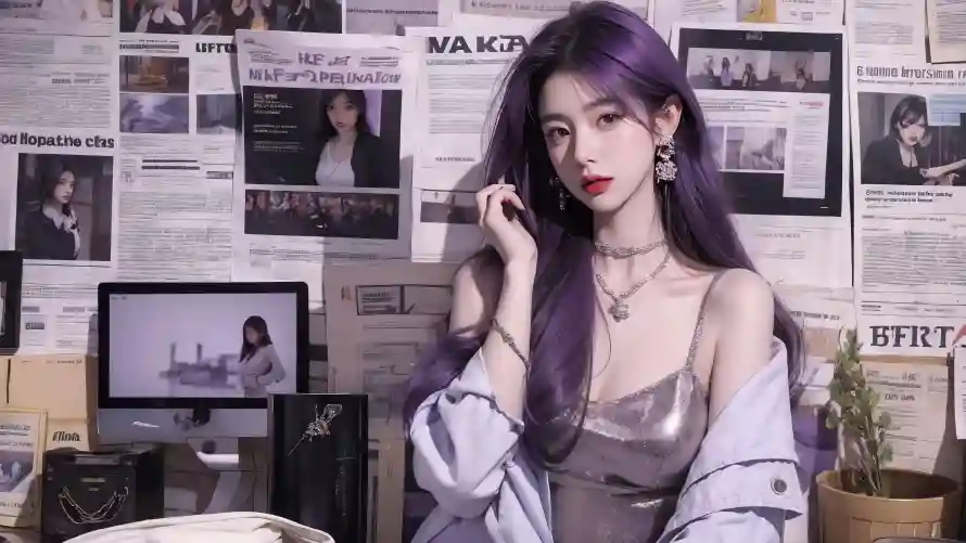 5kAI壁纸-动漫美女 - 复古风动漫-报纸墙背景「哲风壁纸」