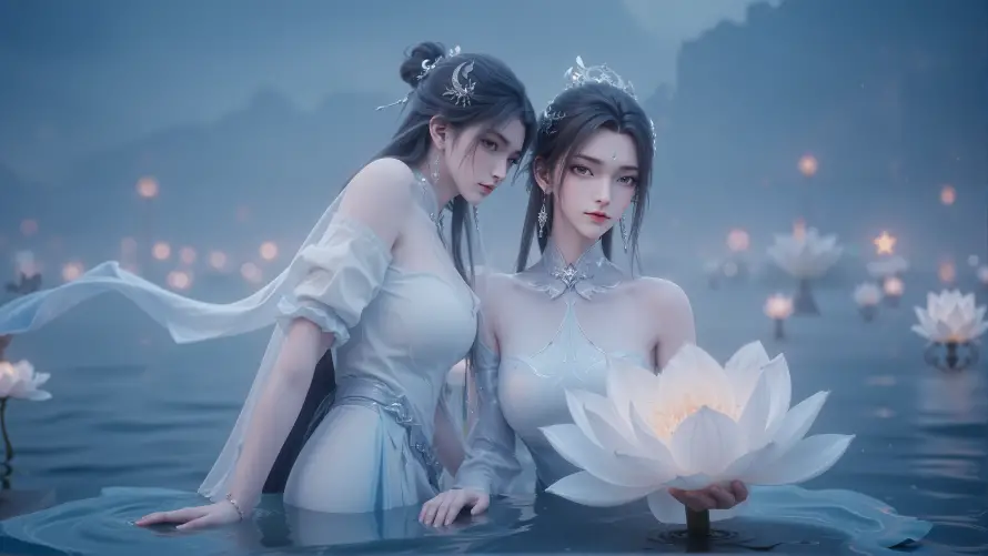 3k仙侠壁纸-双人 - 古风-莲花「哲风壁纸」