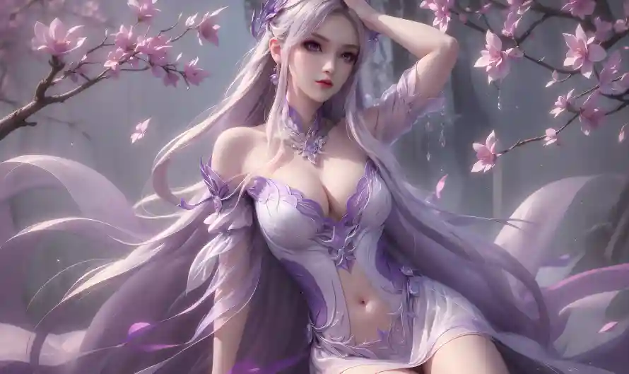 4k小医仙壁纸-斗破苍穹 - 花海场景-紫发美少女「哲风壁纸」