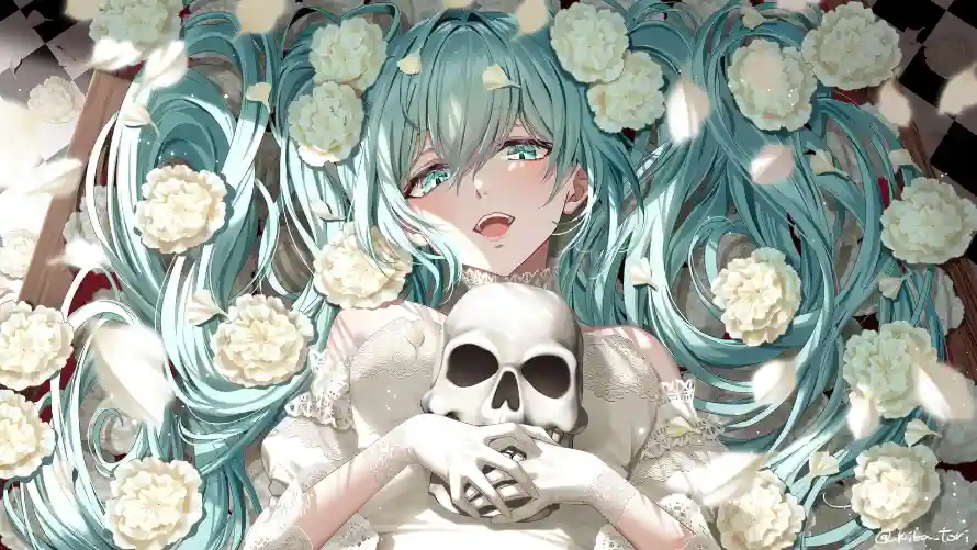2k动漫壁纸-初音未来 - 蓝发少女-虚拟歌手「哲风壁纸」