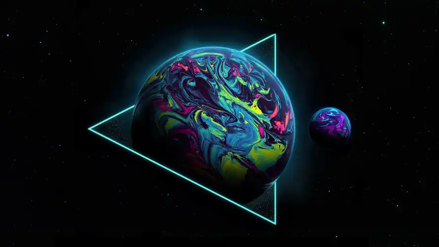 4k星空壁纸-黑 - 黑星空-几何边框「哲风壁纸」