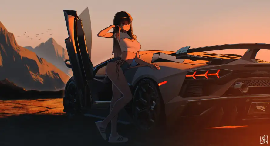 3k少女壁纸-汽车 - 个性车绘-动感跑车「哲风壁纸」