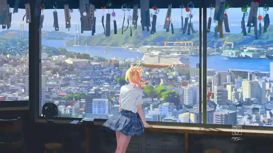 3k少女壁纸-窗台 - 远景-风景「哲风壁纸」