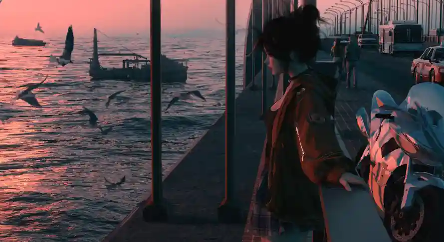 4k少女壁纸-二次元 - 动漫少女-夕阳余晖「哲风壁纸」