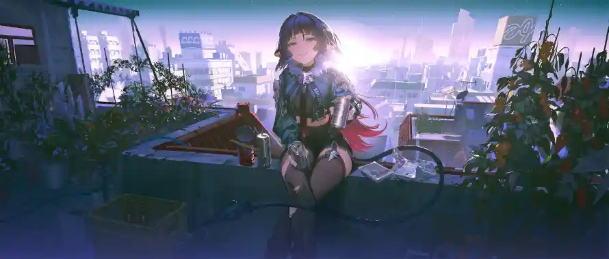 2k少女壁纸-zzz - 城市夜景-天台场景「哲风壁纸」