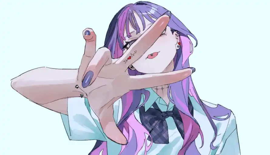 3k动漫壁纸-少女 - 手势少女-校园风格「哲风壁纸」