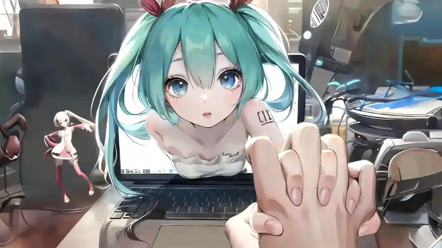 4k电脑壁纸-互动画面 - 初音未来-数码元素「哲风壁纸」
