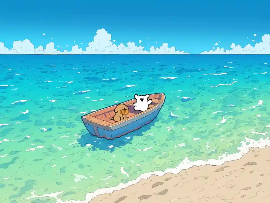2k大海壁纸-治愈插画 - 海上场景-清新背景「哲风壁纸」