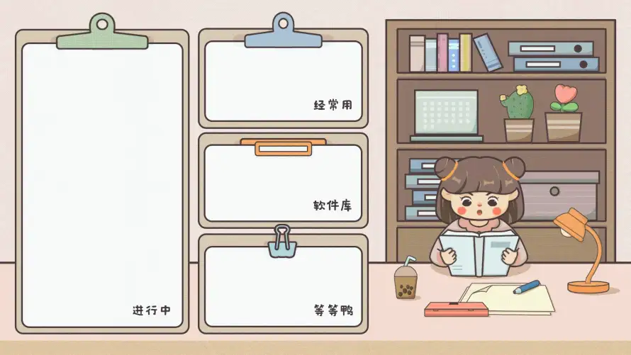 2k书桌场景壁纸-办公桌面 - 卡通女孩-学习背景「哲风壁纸」