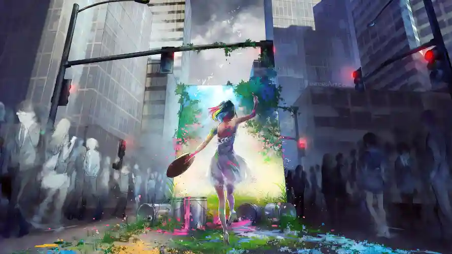 4k少女壁纸-wlpo - 城市废墟-奇幻门框「哲风壁纸」