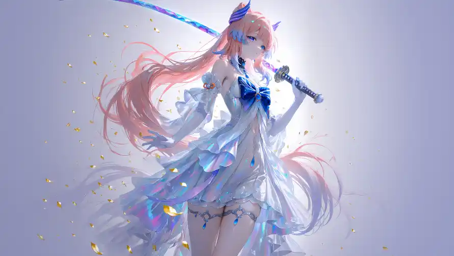 8k原神壁纸-玄彩长裙 - 武士刀长剑-珊瑚宫心海「哲风壁纸」
