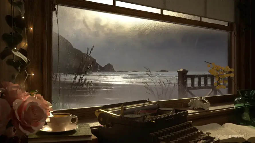 2k安逸小屋壁纸-室内风景 - 窗外雨景-静谧时光「哲风壁纸」
