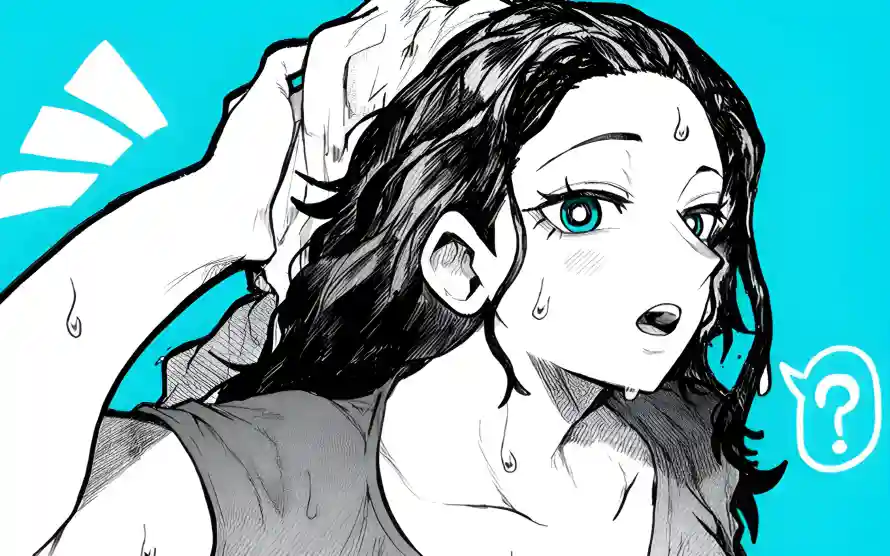 6k素描壁纸-蓝眼睛 - 动漫少女-擦发动作「哲风壁纸」