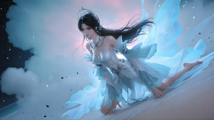 5k仙女壁纸-清漪 - 云雾背景-完美世界「哲风壁纸」