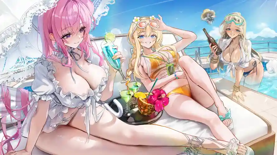 6k夏日壁纸-泳装 - 海滩-金发「哲风壁纸」