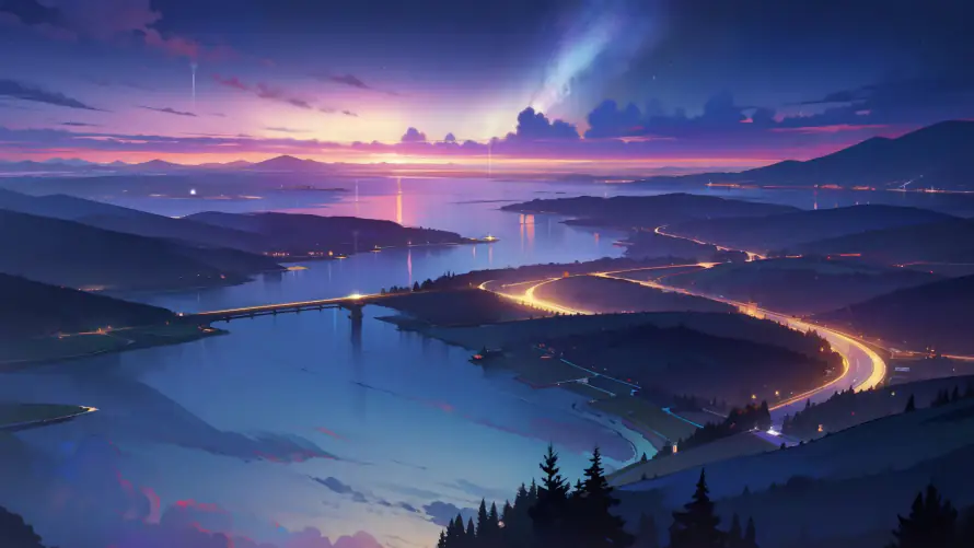 4k夜景壁纸-山脉 - 星光-桥梁「哲风壁纸」