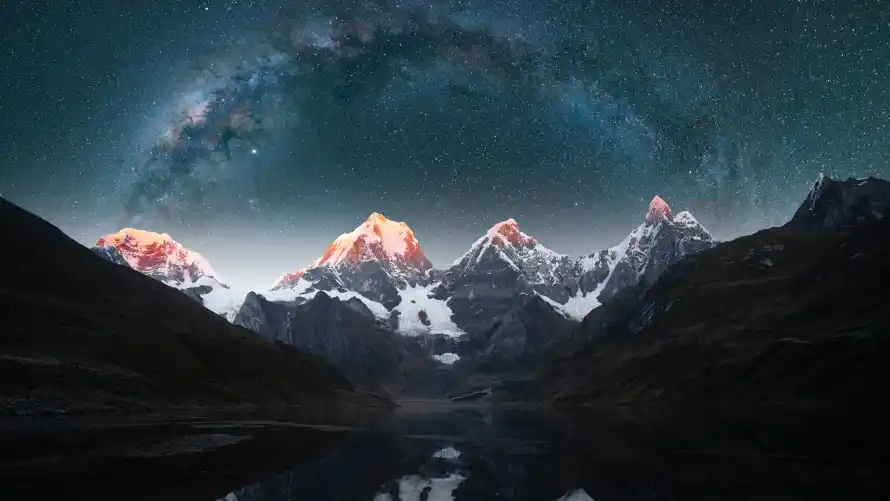 4k天空壁纸-星空 - 湖泊-雪山「哲风壁纸」